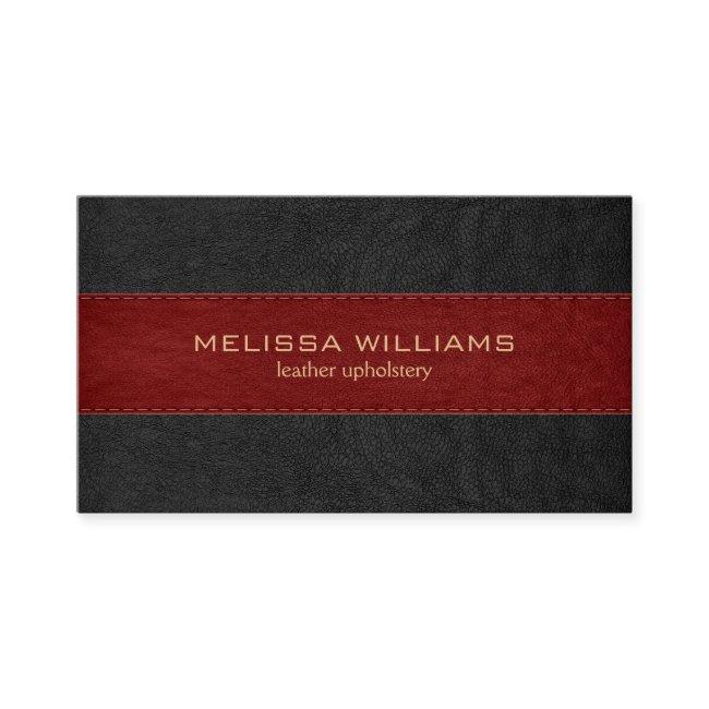 Red & Black Stitched Leather Texture