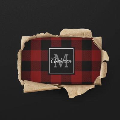 Red Buffalo Plaid | Personal Initial | Gift