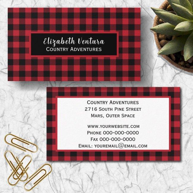 Red Buffalo Plaid Rustic Country with Black Accent