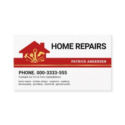 Red Building Border Gold Handyman Tools