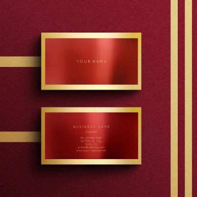Red Burgundy Gold Framed Metallic Minimal Lux