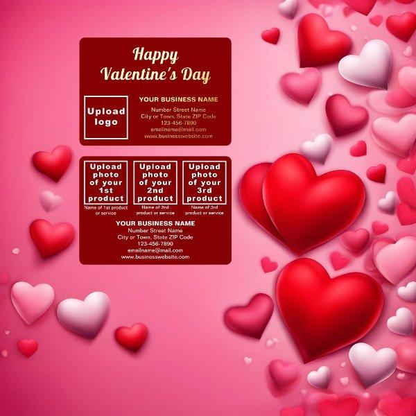 Red Business Brand on Valentine Rectangle Foil Holiday Card