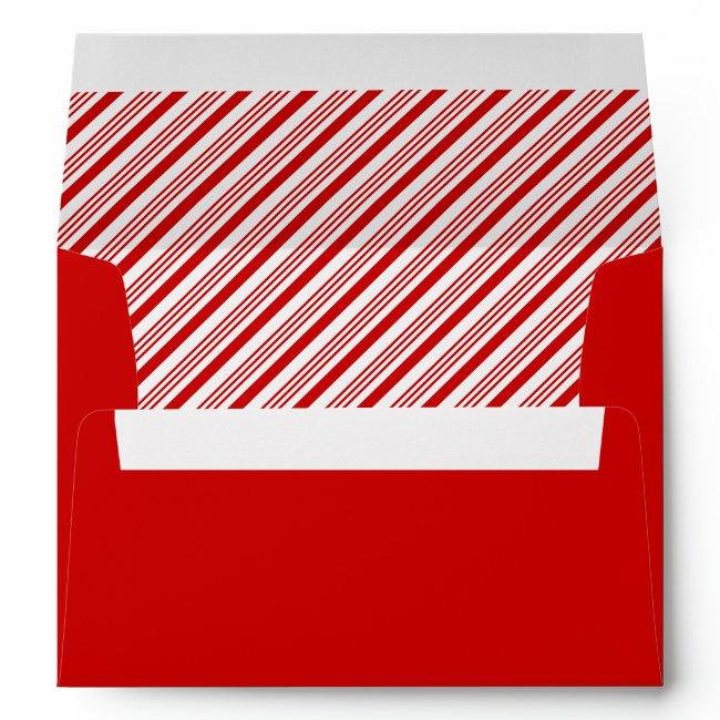 Red Candy Cane Stripes Christmas Holiday Mailing Envelope