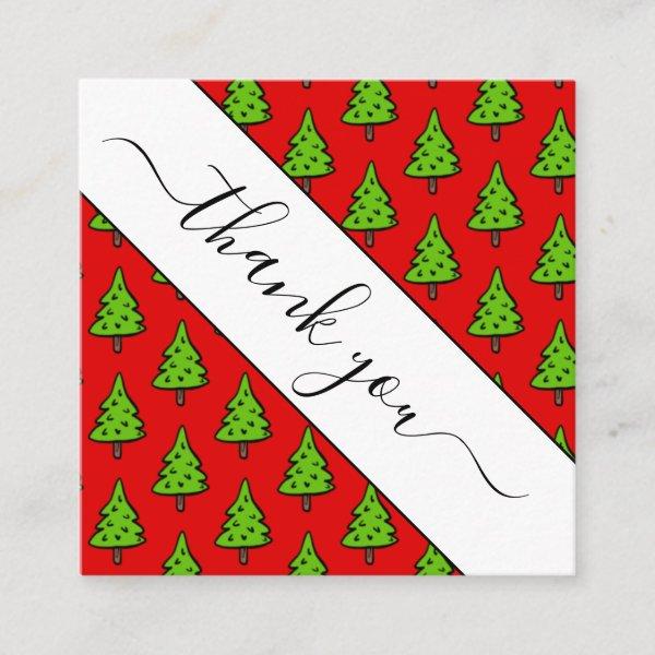 Red Christmas Tree Pattern Thank You Social Media Square