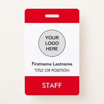 Red Company Logo Employee Name Badge