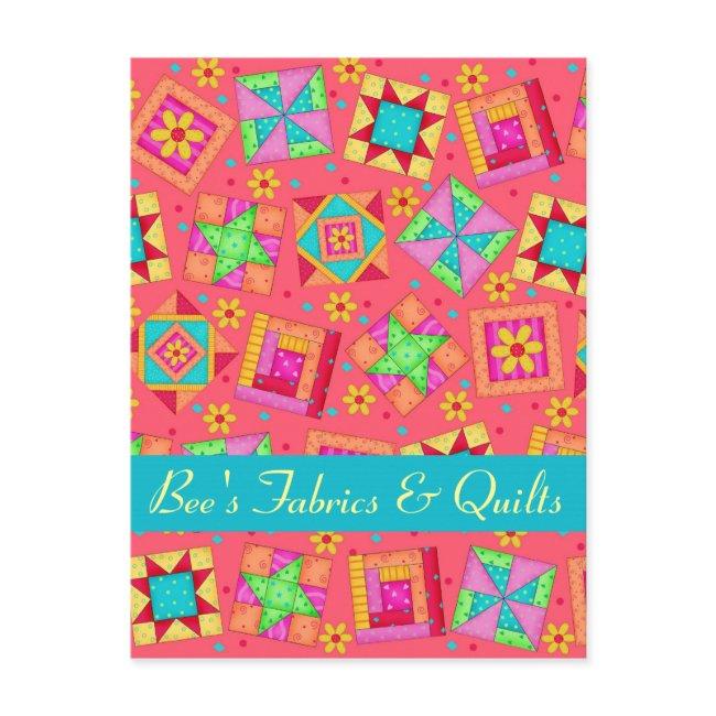 Red Coral Patchwork Quilt Art Store Announcement