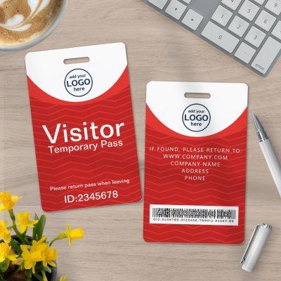 Red Corporate Visitor Pass ID Barcode Badge