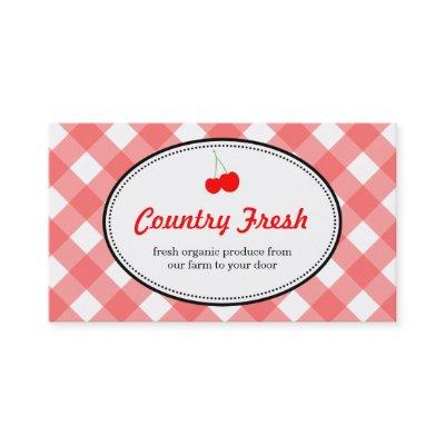 Red country gingham pattern sweet cherry produce