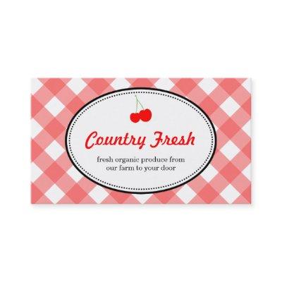 Red country gingham pattern sweet cherry produce