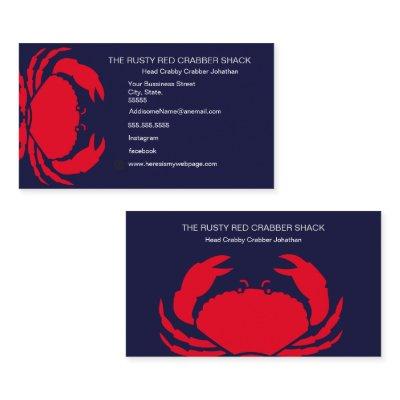 Red Crab Seafood Navy Blue White Simple Nautical B