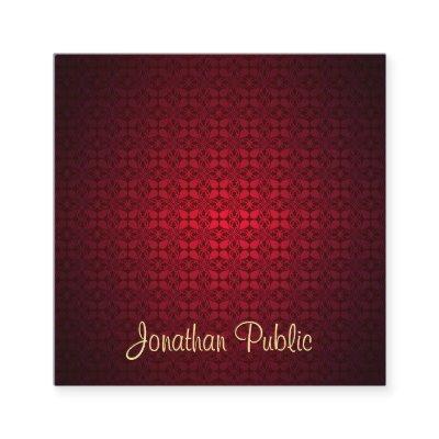 Red Damask Calligraphy Script Name Template Elite Square