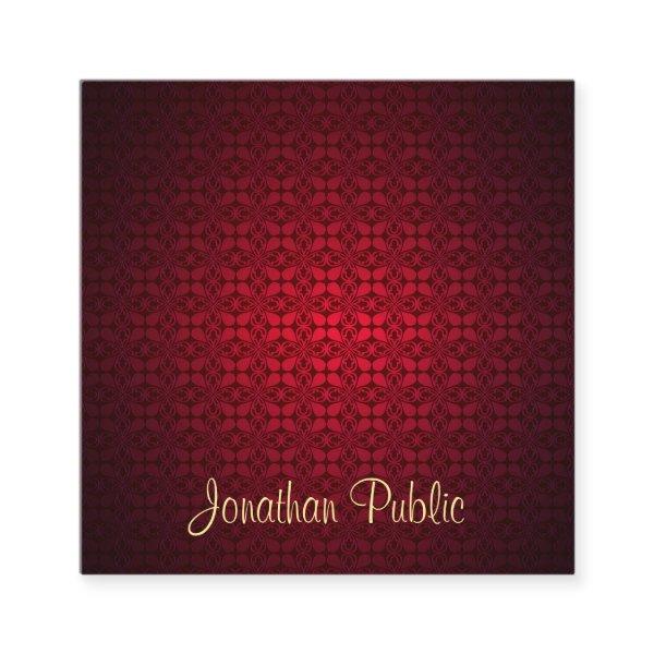 Red Damask Calligraphy Script Name Template Elite Square