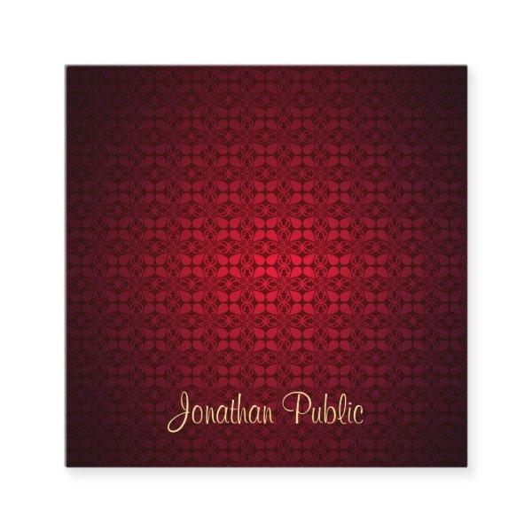 Red Damask Calligraphy Text Template Professional Square