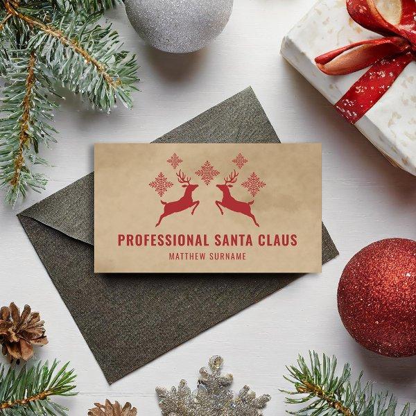 Red Deer And Snowflakes Professional Santa Claus