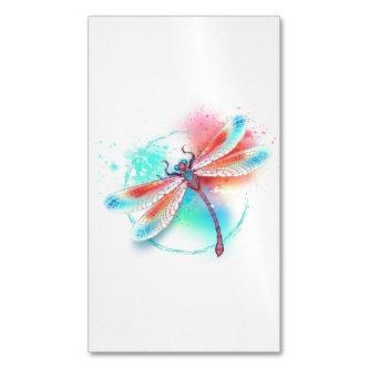 Red dragonfly on watercolor background  magnet
