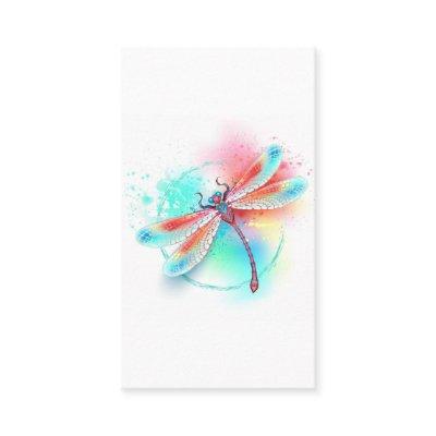 Red dragonfly on watercolor background referral card