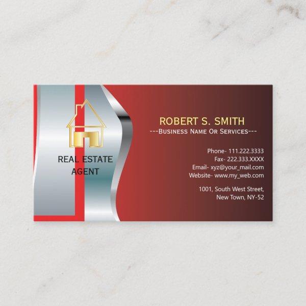 Red Elegant Metallic Real Estate agent