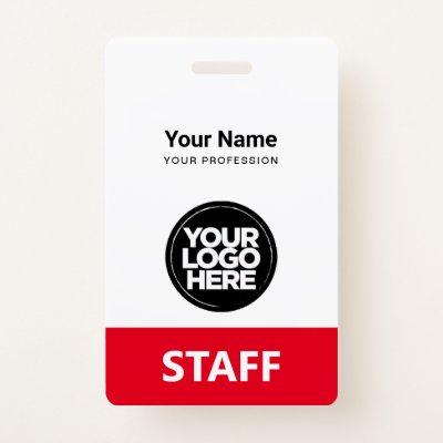 Red Employee Name Business Logo Qr Code Badge