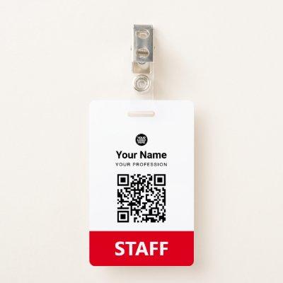 Red Employee Qr Code, Bar Code, Logo, Name Badge