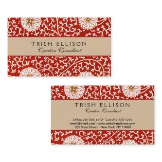 Red Floral Vibrant Ornate Classic Pattern