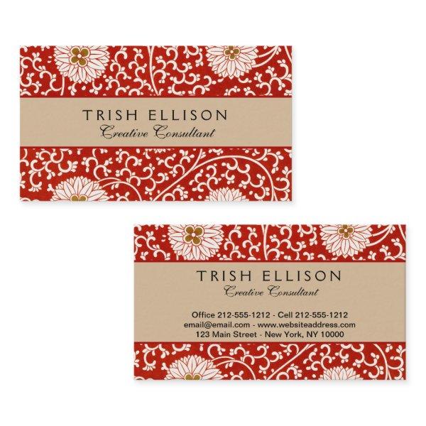 Red Floral Vibrant Ornate Classic Pattern