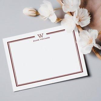 RED Formal Classic Family Monogram Double Frame Note Card