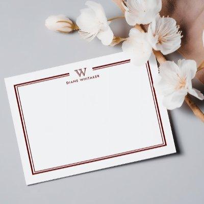 RED Formal Classic Family Monogram Double Frame Note Card