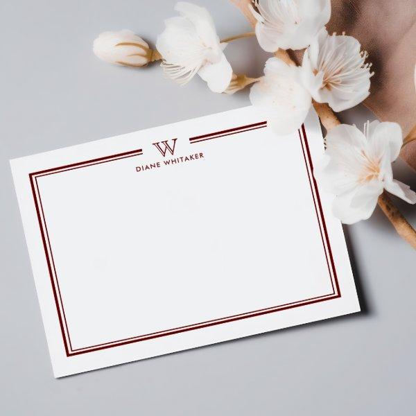 RED Formal Classic Family Monogram Double Frame Note Card