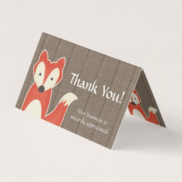 Red Fox Rustic Wood Kids' Boutique Thank You Card