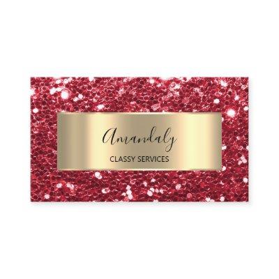 Red Glam Gold Frame Chunky Glitter QR Code Logo