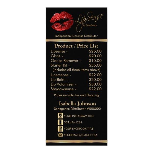 Red Glitter Lips - Black -  Price List Rack Card