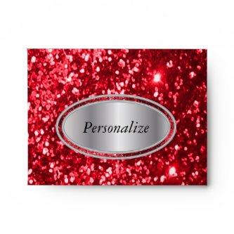 Red Glitter with Silver Name Plate Envelope