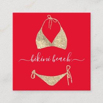 Red Gold Bikini Lingerie Beach Costume Underwear  Square
