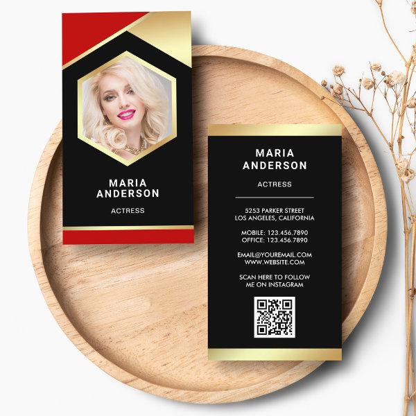 Red Gold Foil Model Actress QR Code Photo
