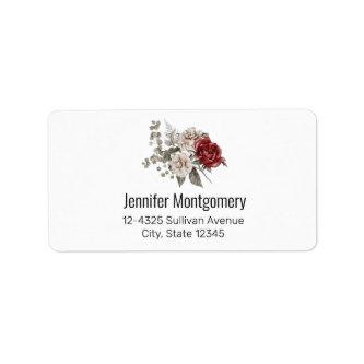 Red Gray & Cream Boho Flower Bouquet Label