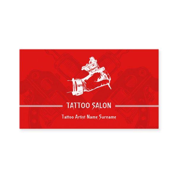 Red Gun Pen Minimalist Modern Tattoo