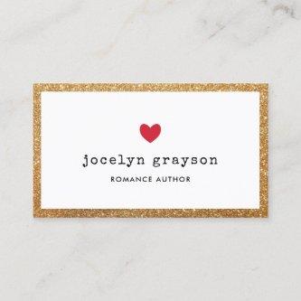 Red Heart Faux Gold Glitter Romance Author