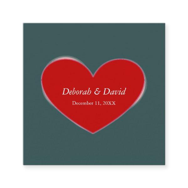 Red Heart Slate Gray Script Wedding Enclosure Card