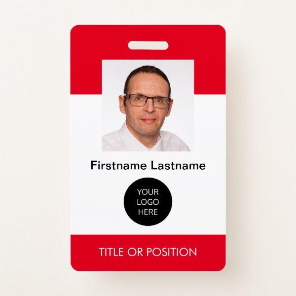 Red ID Photo Name Badge