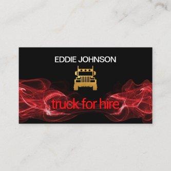 Red Lightning Flash Gold Semi Truck Driver