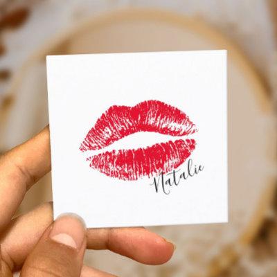Red Lips Kiss Signature Makeup Artist Plain Square