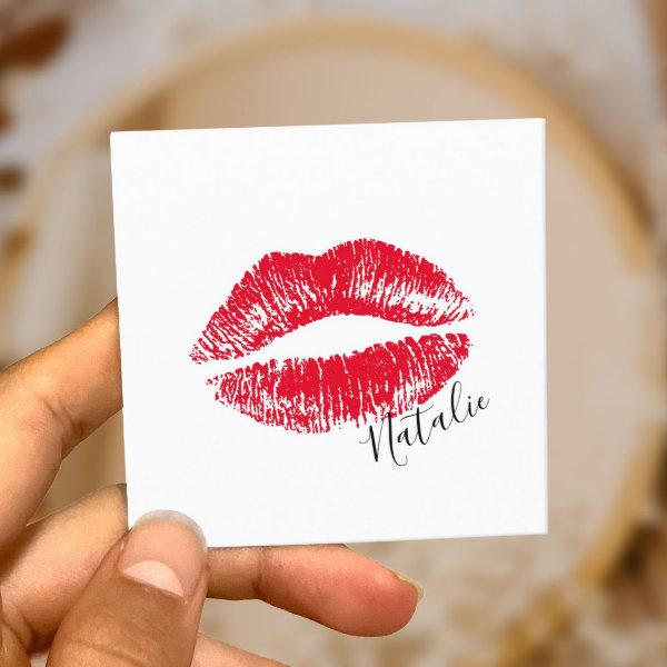 Red Lips Kiss Signature Makeup Artist Plain Square