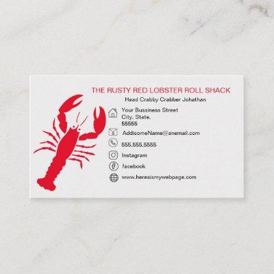 Red Lobster Seafood Black White Simple Nautical