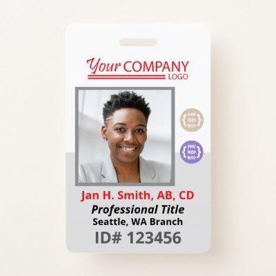 Red Logo Employee Photo ID Entry Card, Bar Code Badge