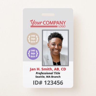 Red Logo Photo ID Employee Entry Key Card Badge
