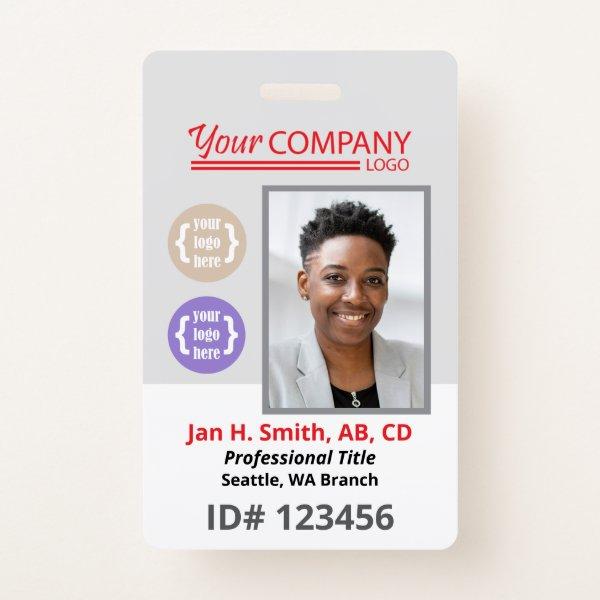Red Logo Photo ID Employee Entry Key Card Badge