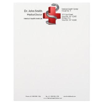 Red Medical Cross Silver Serpent Symbol Snake Letterhead