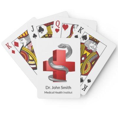 Red Medical Cross Symbol Serpent Silver Snake Poker Cards