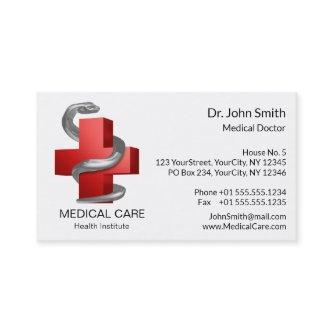 Red Medical Cross Symbol Silver Serpent Snake
