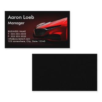 Red modern car headlights on black background